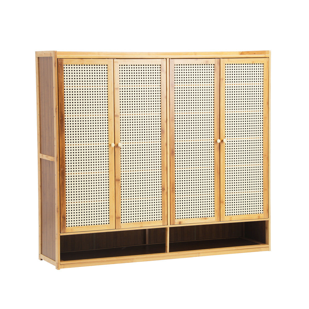 Bamboo Centrum Modern 30-70 Pair Shoe Cabinet | Rattan Style Bamboo Shoe Storage Organiser