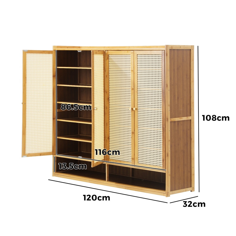 Bamboo Centrum Modern 30-70 Pair Shoe Cabinet | Rattan Style Bamboo Shoe Storage Organiser