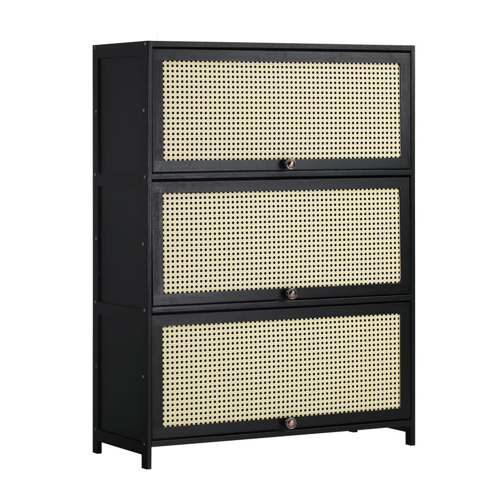 Bamboo Centrum Modern 30-70 Pair Shoe Cabinet | Rattan Style Bamboo Shoe Storage Organiser