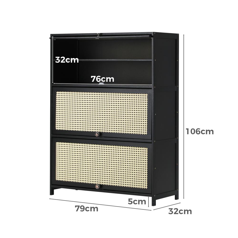 Bamboo Centrum Modern 30-70 Pair Shoe Cabinet | Rattan Style Bamboo Shoe Storage Organiser