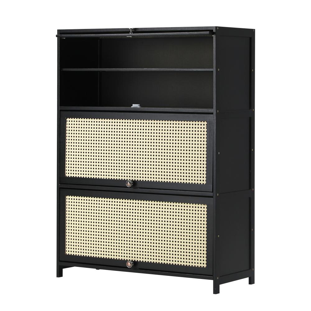 Bamboo Centrum Modern 30-70 Pair Shoe Cabinet | Rattan Style Bamboo Shoe Storage Organiser