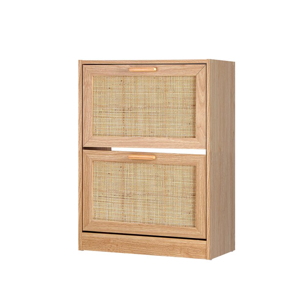 Abruzzi Genuine Rattan Shoe Storage Cabinet | Modern Elegant Wooden Shoe Rack Storage Organiser