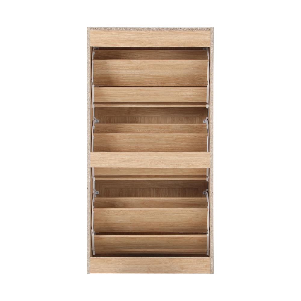 Abruzzi Genuine Rattan Shoe Storage Cabinet | Modern Elegant Wooden Shoe Rack Storage Organiser