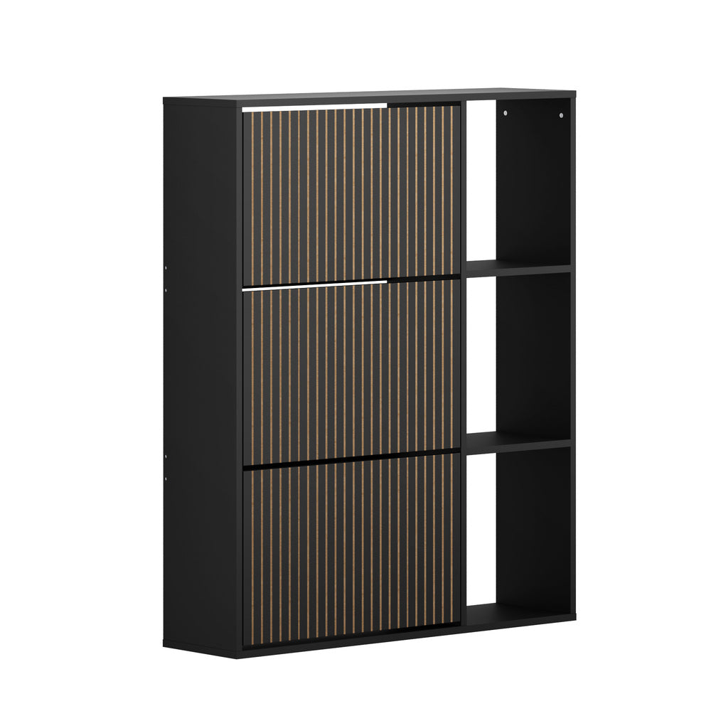 Amaro Noire Shoe Rack Cabinet and Display Unit | Two In One 30 Pair Shoe Storage Unit and Shelves