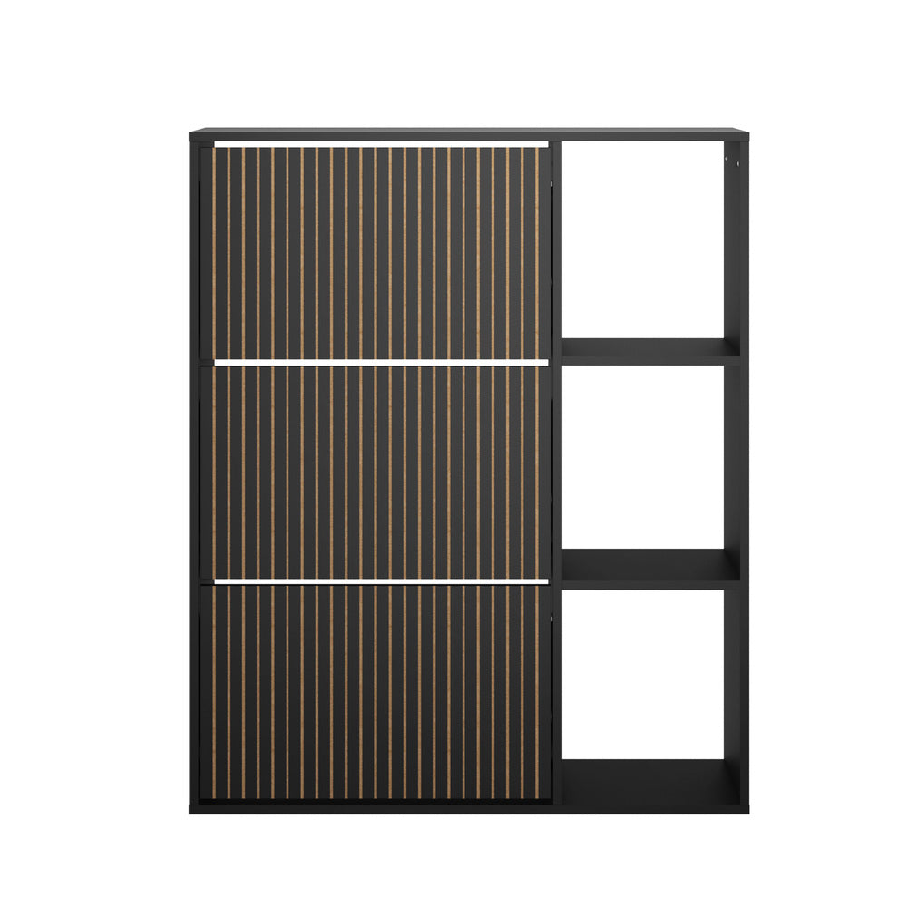 Amaro Noire Shoe Rack Cabinet and Display Unit | Two In One 30 Pair Shoe Storage Unit and Shelves