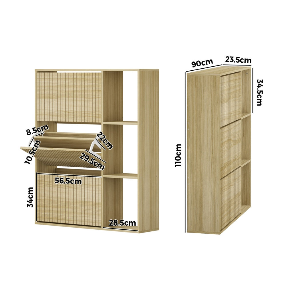 Amaro Noire Shoe Rack Cabinet and Display Unit | Two In One 30 Pair Shoe Storage Unit and Shelves