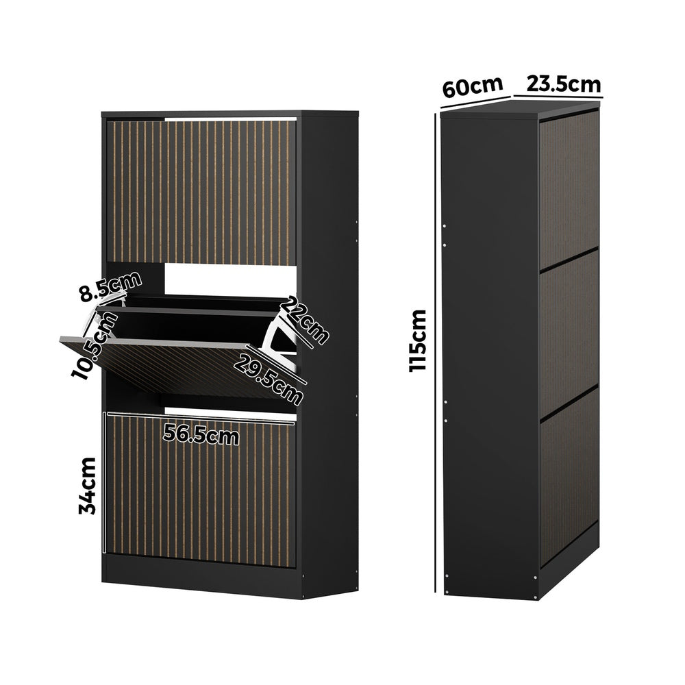 Amaro Noire Shoe Rack Cabinet | Modern Feature 30 Pair Shoe Storage Unit