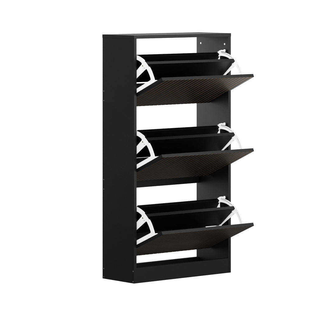 Amaro Noire Shoe Rack Cabinet | Modern Feature 30 Pair Shoe Storage Unit