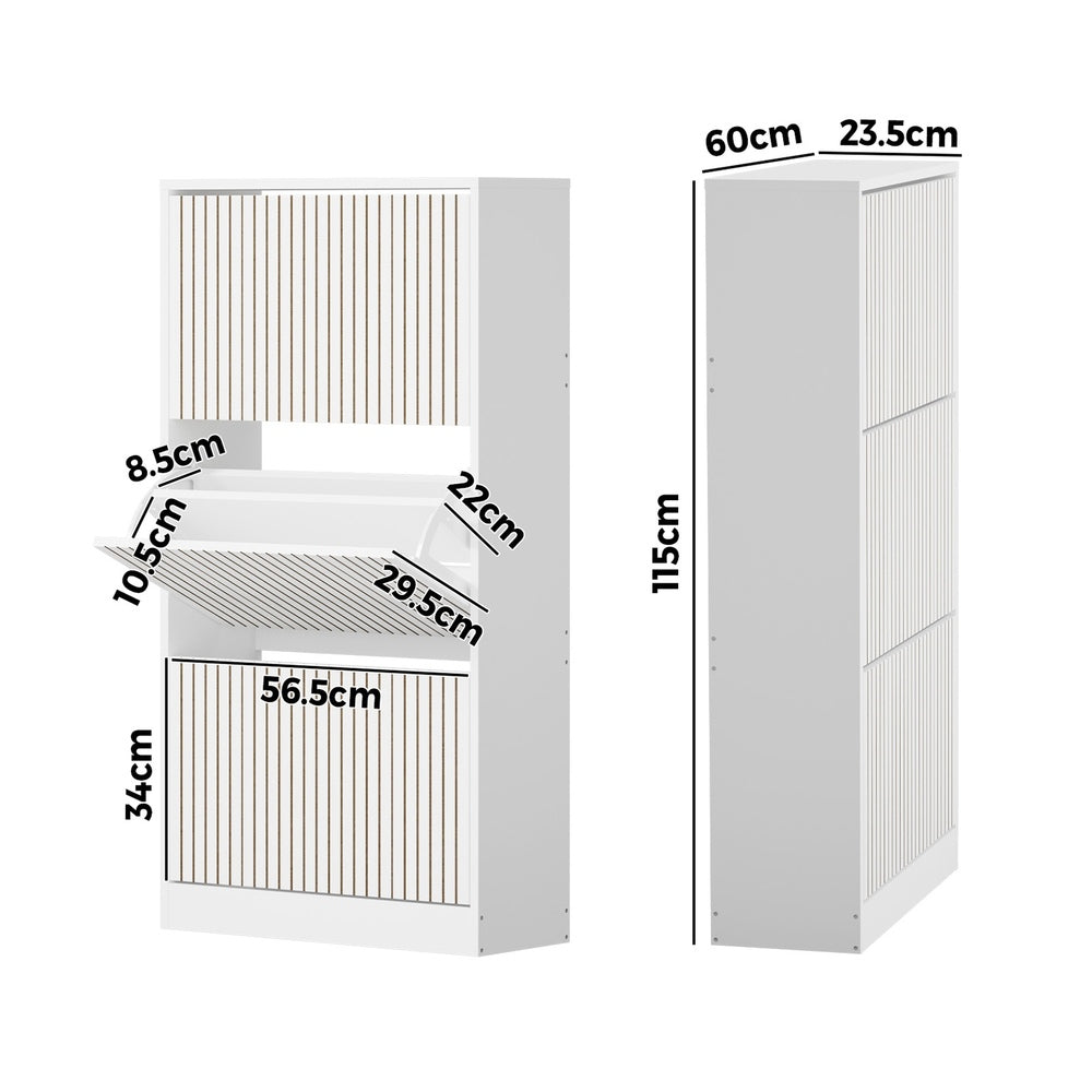 Amaro Noire Shoe Rack Cabinet | Modern Feature 30 Pair Shoe Storage Unit