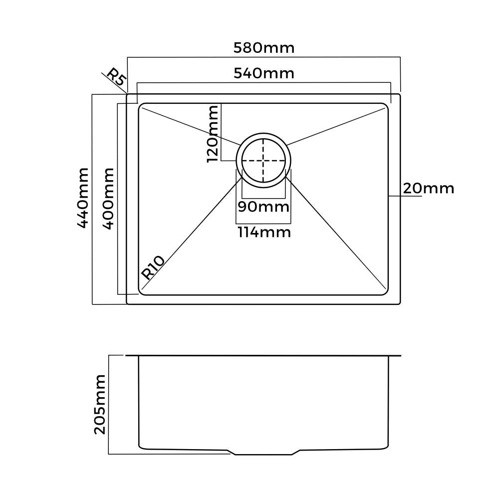 Super High Quality Stainless Steel Kitchen Sink in Black or Silver Finish | Kitchen Laundry Steel Sinks