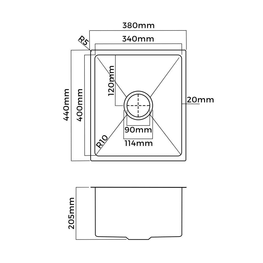 Super High Quality Stainless Steel Kitchen Sink in Black or Silver Finish | Kitchen Laundry Steel Sinks