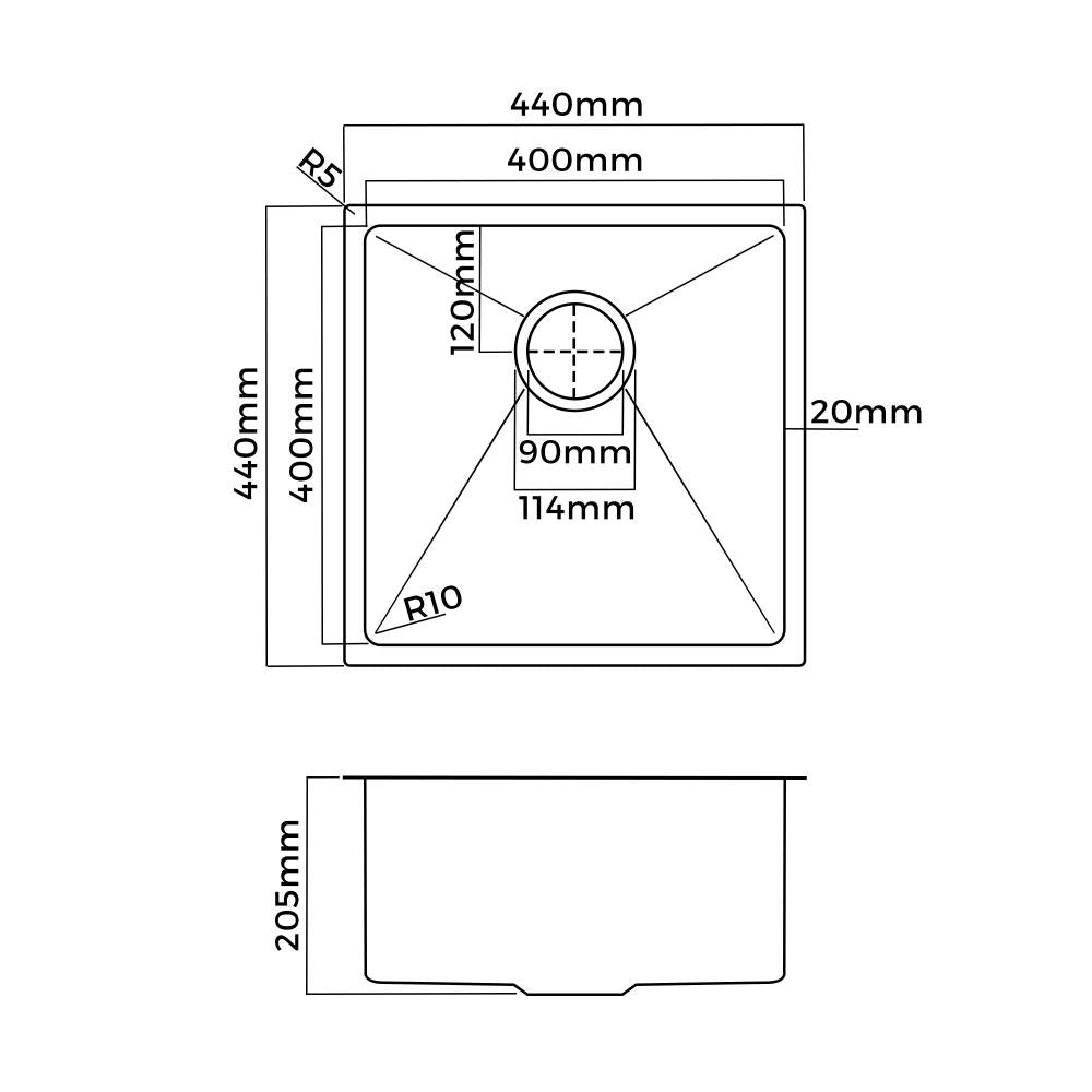 Super High Quality Stainless Steel Kitchen Sink in Black or Silver Finish | Kitchen Laundry Steel Sinks