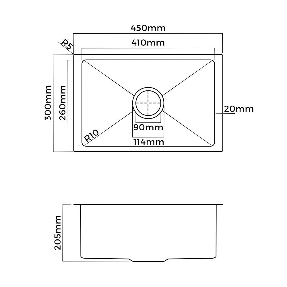 Super High Quality Stainless Steel Kitchen Sink in Black or Silver Finish | Kitchen Laundry Steel Sinks