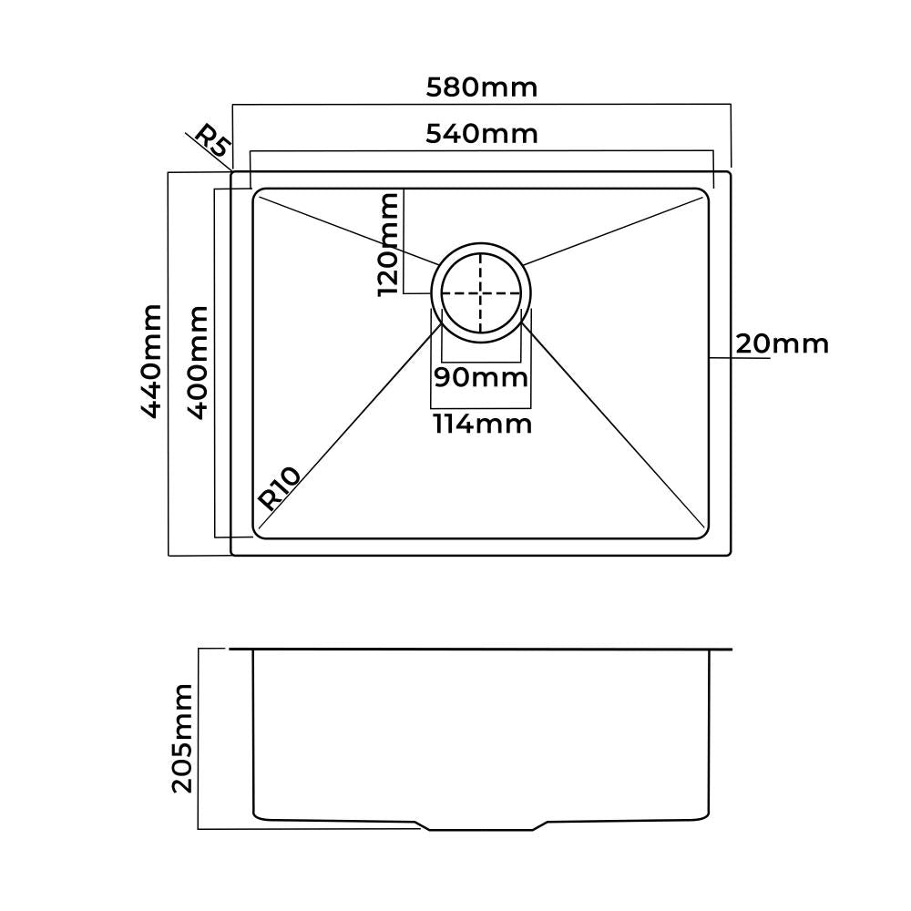Super High Quality Stainless Steel Kitchen Sink in Black or Silver Finish | Kitchen Laundry Steel Sinks