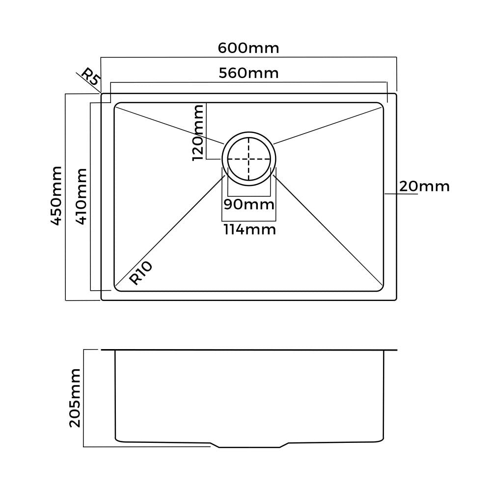 Super High Quality Stainless Steel Kitchen Sink in Black or Silver Finish | Kitchen Laundry Steel Sinks