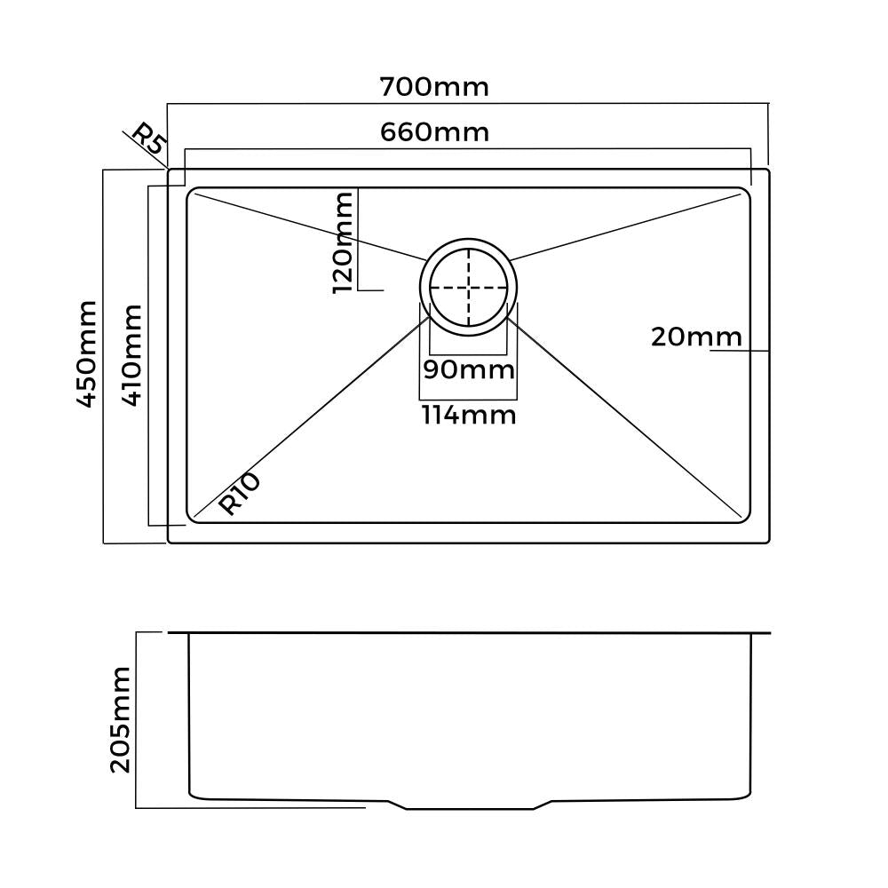 Super High Quality Stainless Steel Kitchen Sink in Black or Silver Finish | Kitchen Laundry Steel Sinks