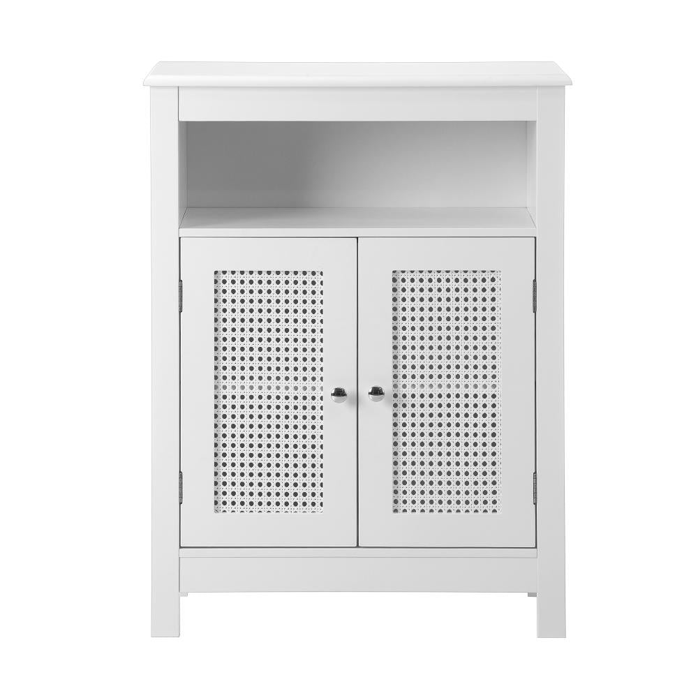 Amaro White Rattan Bathroom Cabinet Storage Unit | Multi Storage Laundry Cupboard