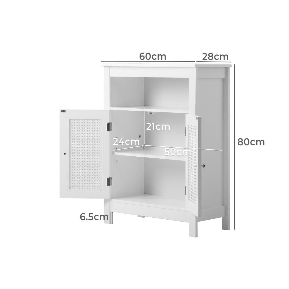 Amaro White Rattan Bathroom Cabinet Storage Unit | Multi Storage Laundry Cupboard
