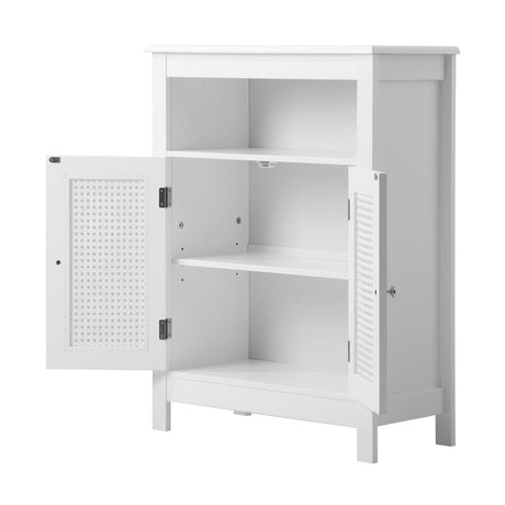 Amaro White Rattan Bathroom Cabinet Storage Unit | Multi Storage Laundry Cupboard