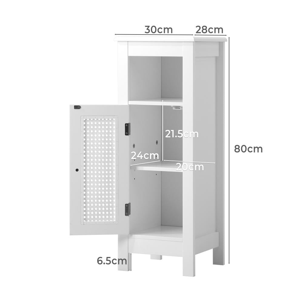 Amaro White Rattan Bathroom Cabinet Storage Unit | Multi Storage Laundry Cupboard