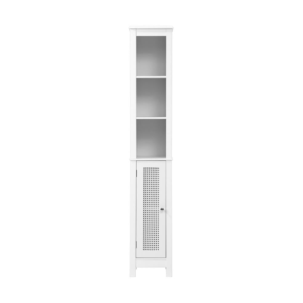 Amaro White Rattan Bathroom Cabinet Storage Unit | Multi Storage Laundry Cupboard