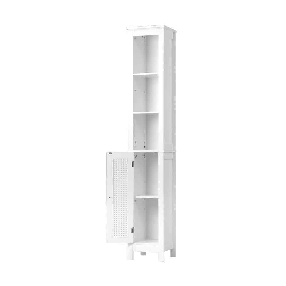 Amaro White Rattan Bathroom Cabinet Storage Unit | Multi Storage Laundry Cupboard
