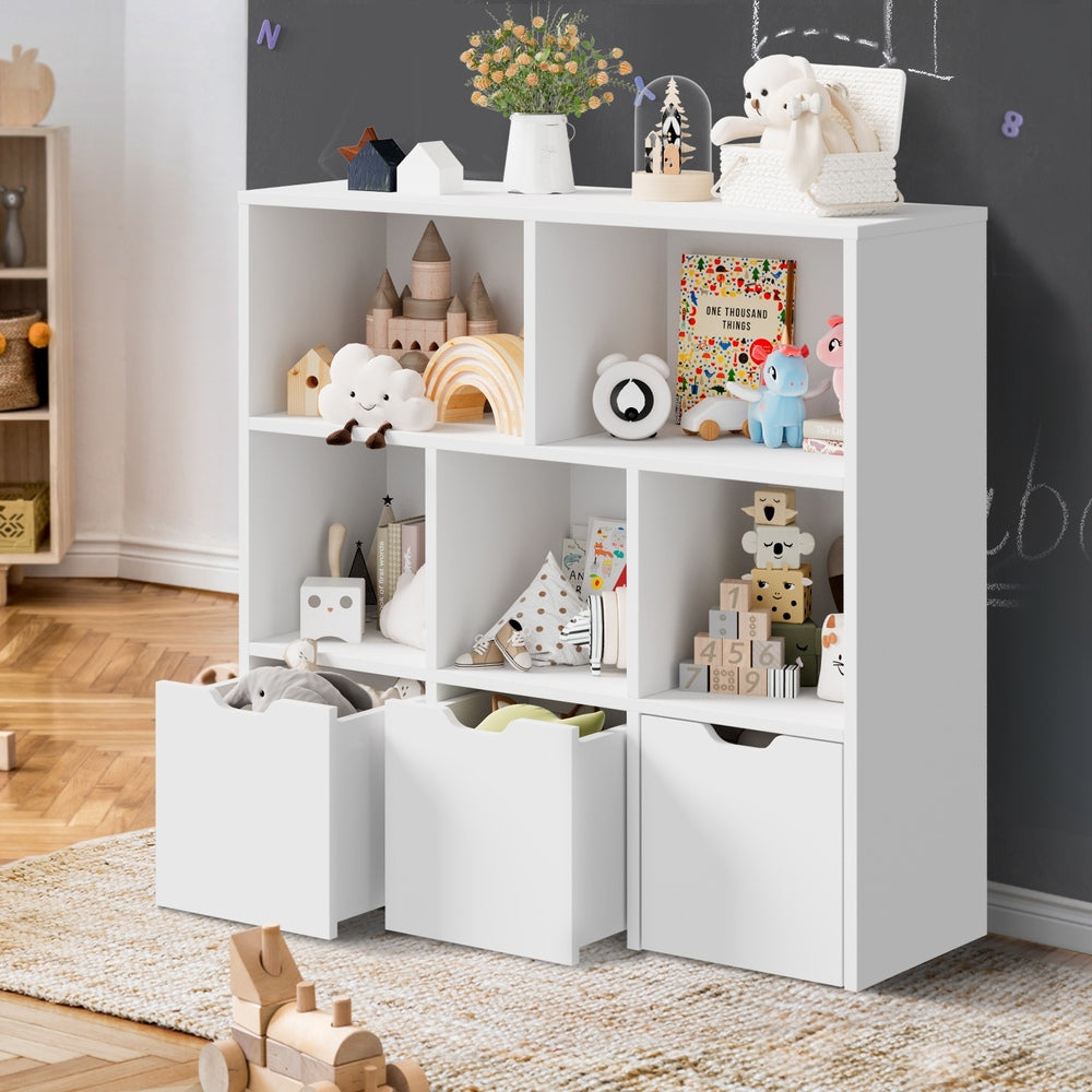 Scandi Kids Storage Organiser in White | 8 Compartment Removable Storage Cube