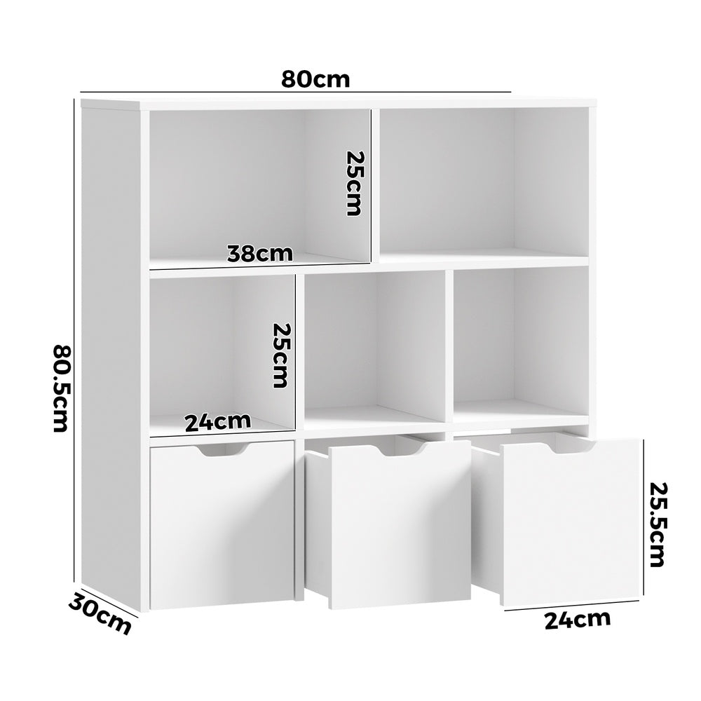 Scandi Kids Storage Organiser in White | 8 Compartment Removable Storage Cube