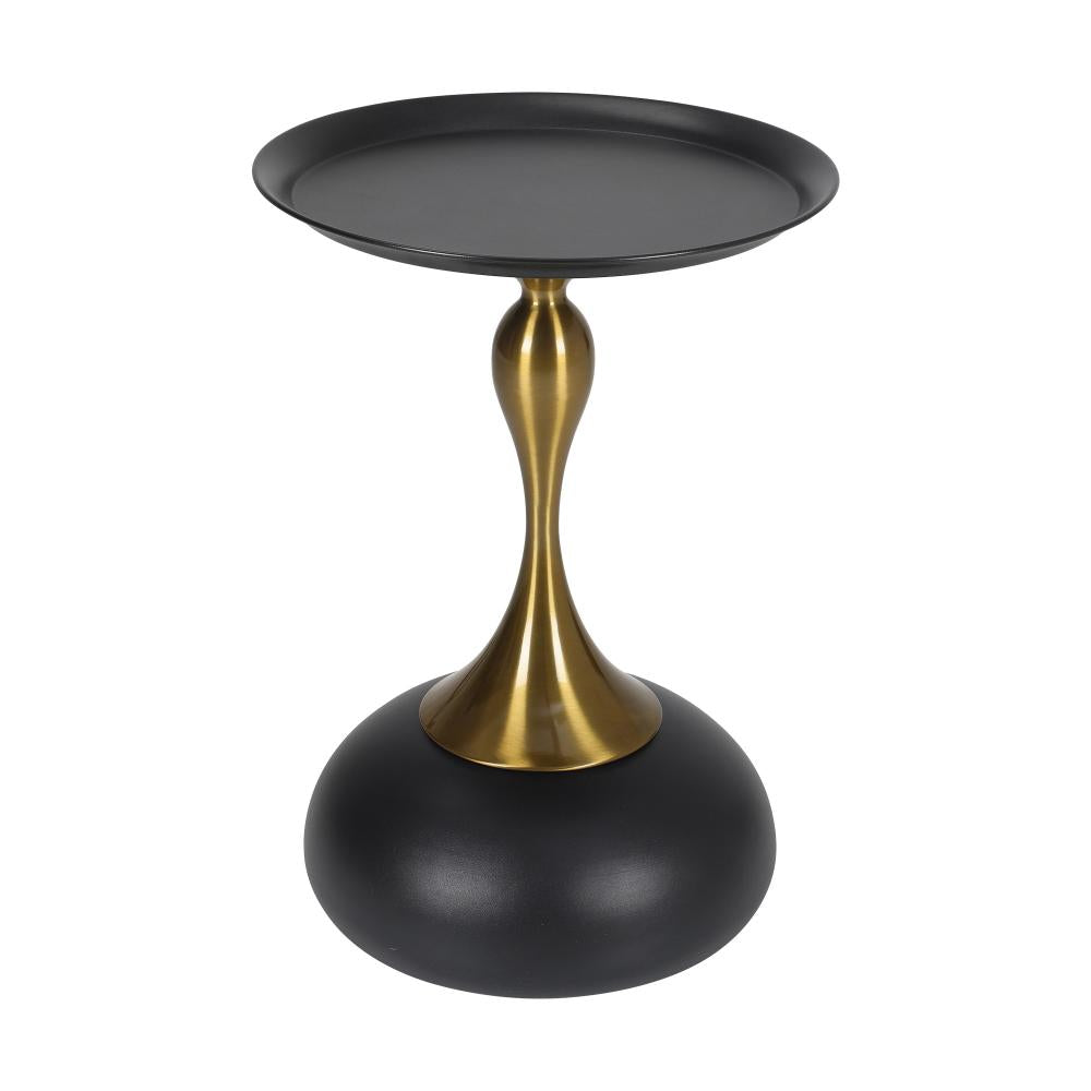 Stemio Designer Two Tone Metal Round Side Table | Verstaile Multi Use End Table Bedside Table