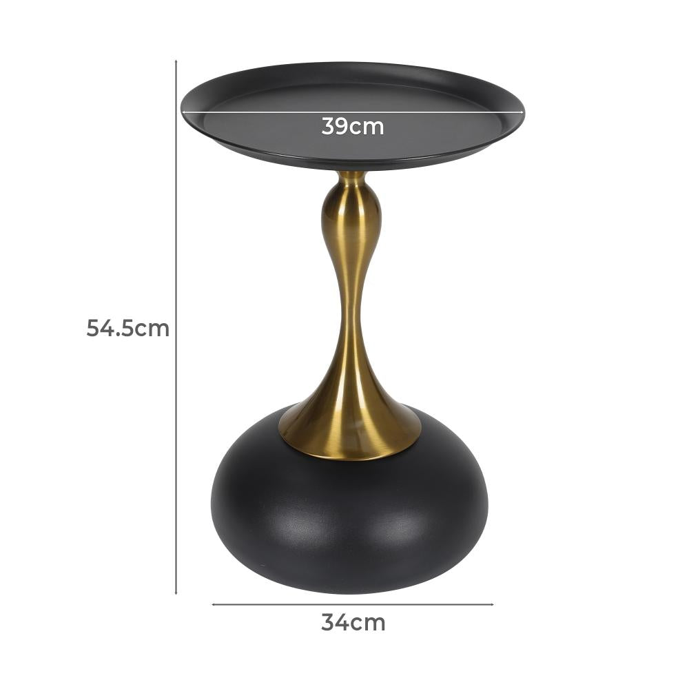 Stemio Designer Two Tone Metal Round Side Table | Verstaile Multi Use End Table Bedside Table