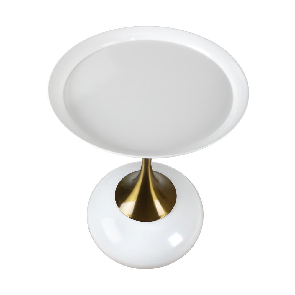 Stemio Designer Two Tone Metal Round Side Table | Verstaile Multi Use End Table Bedside Table