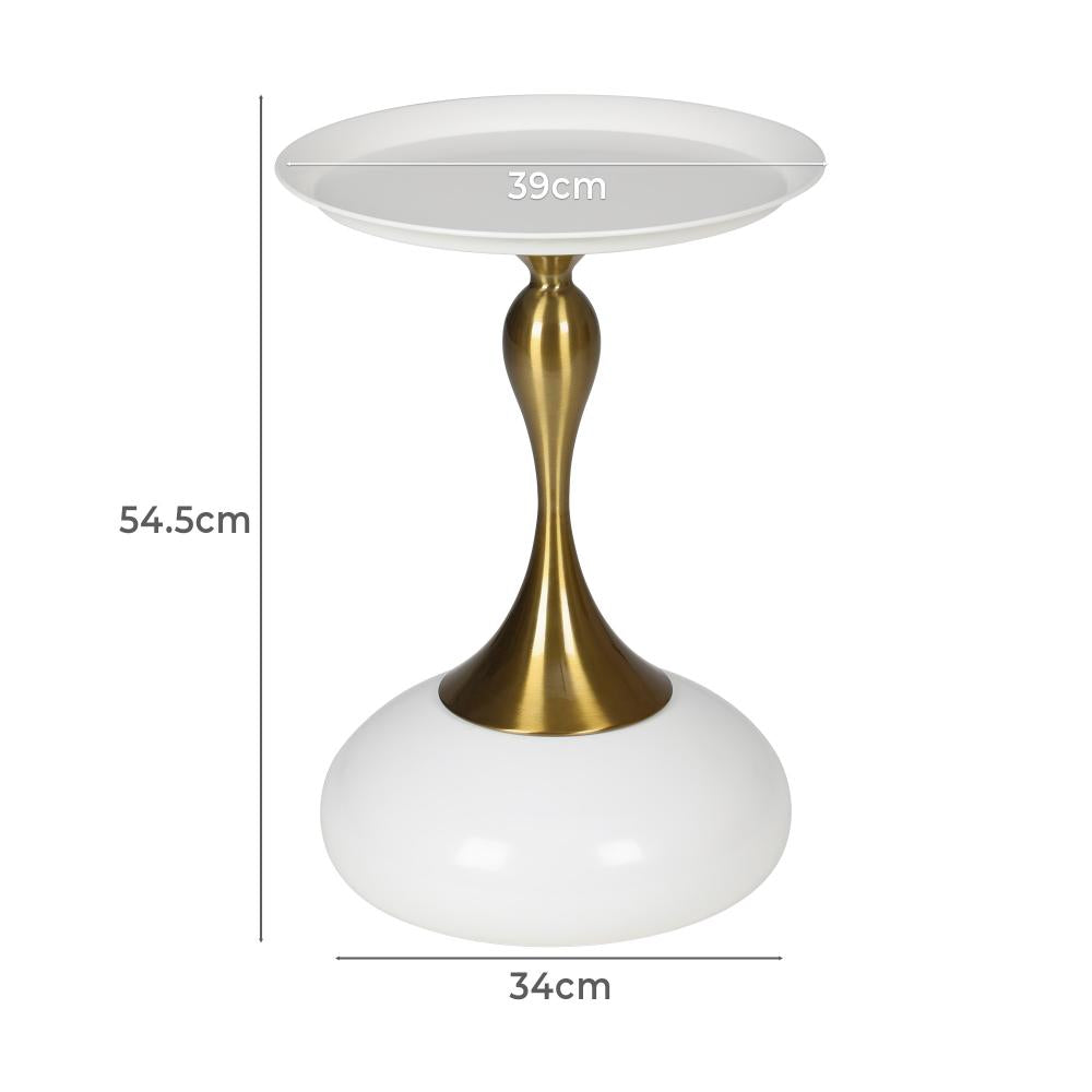 Stemio Designer Two Tone Metal Round Side Table | Verstaile Multi Use End Table Bedside Table
