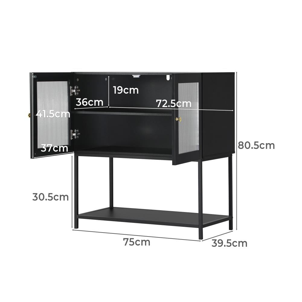 Amaro Nero Tempered Glass Bathroom Cabinet Storage Unit | Multi Storage Laundry or Bathroom Cupboard