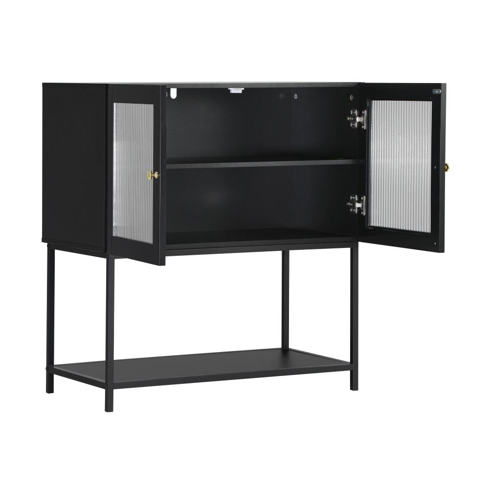 Amaro Nero Tempered Glass Bathroom Cabinet Storage Unit | Multi Storage Laundry or Bathroom Cupboard