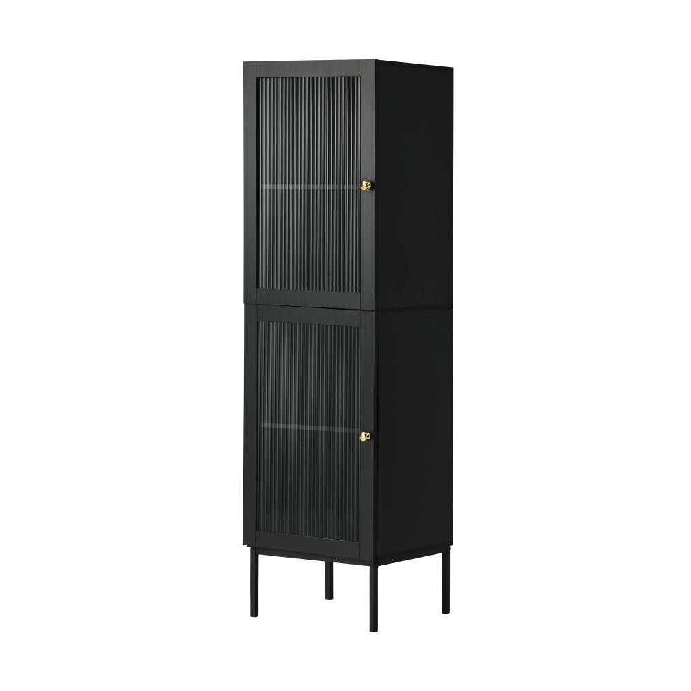 Amaro Nero Tempered Glass Bathroom Cabinet Storage Unit | Multi Storage Laundry or Bathroom Cupboard