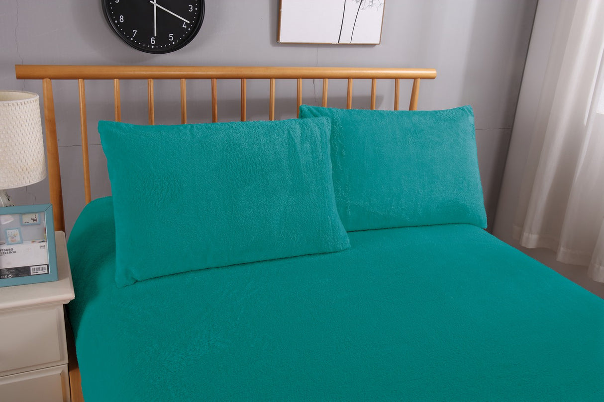 Ramesses Teddy Fleece Fitted Sheet Combo Set | Winter Warm Soft Teddy Fleece Sheets