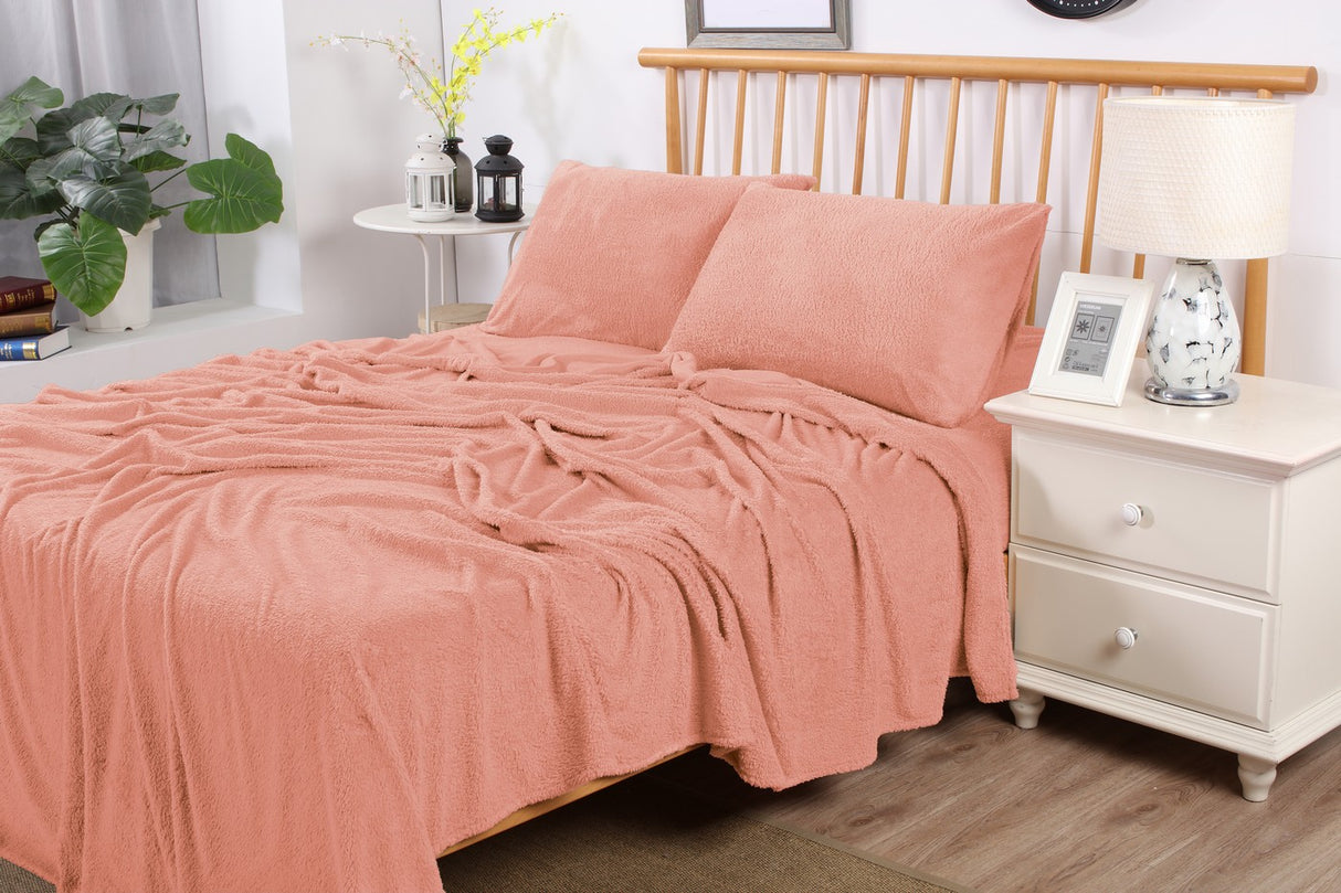 Fluffy Teddy Fleece Sheet Set | Ultra Warm Bedding Cover Soft Fluffy Sheets