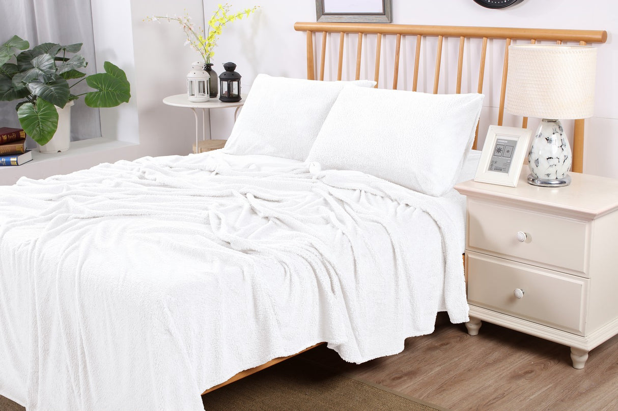 Fluffy Teddy Fleece Sheet Set | Ultra Warm Bedding Cover Soft Fluffy Sheets