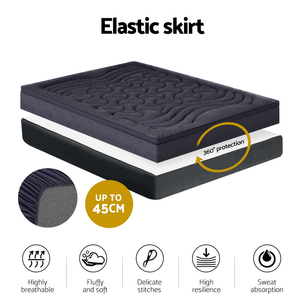 Luxore 1000GSM 3 Zone Wave Charcoal Mattress Topper | Deluxe Plush Soft Breathable Mattress Topper
