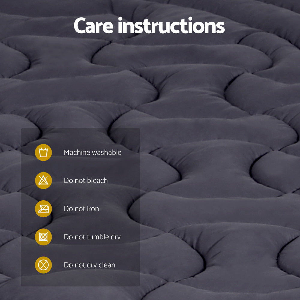 Luxore 1000GSM 3 Zone Wave Charcoal Mattress Topper | Deluxe Plush Soft Breathable Mattress Topper