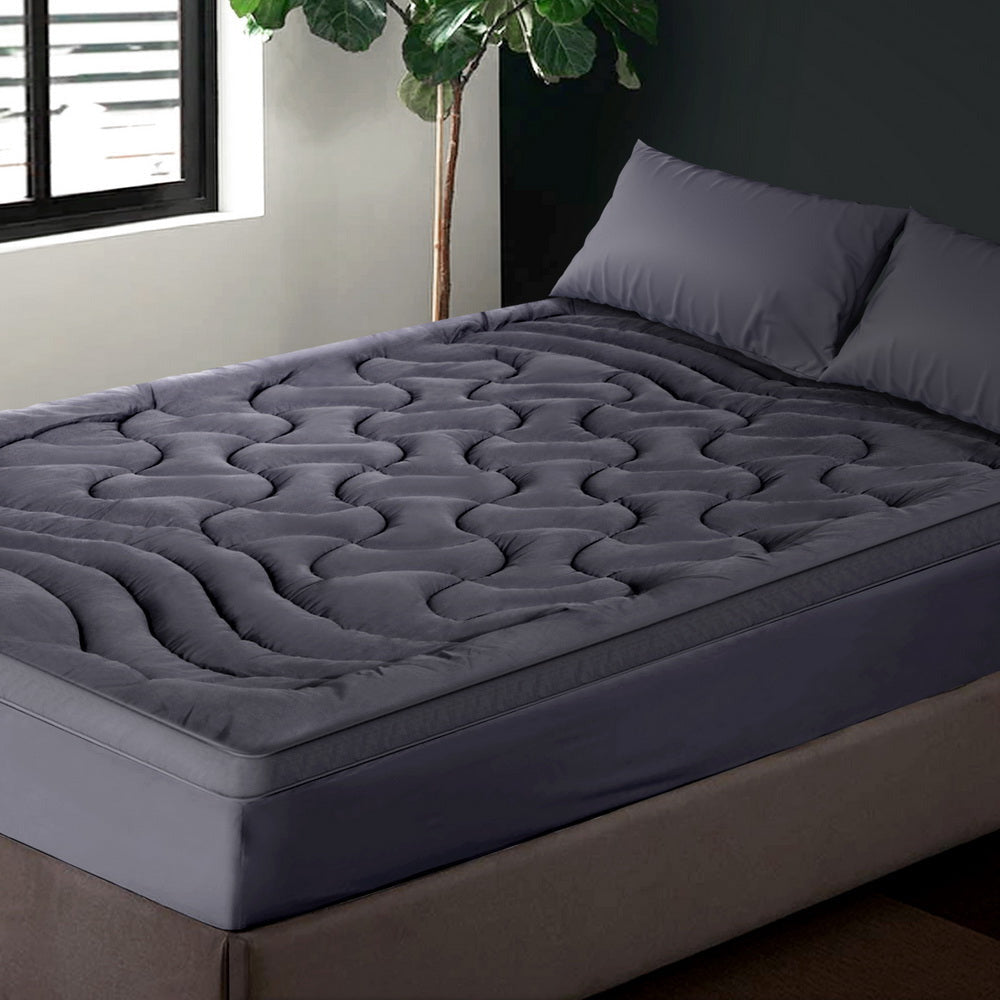 Luxore 1000GSM 3 Zone Wave Charcoal Mattress Topper | Deluxe Plush Soft Breathable Mattress Topper
