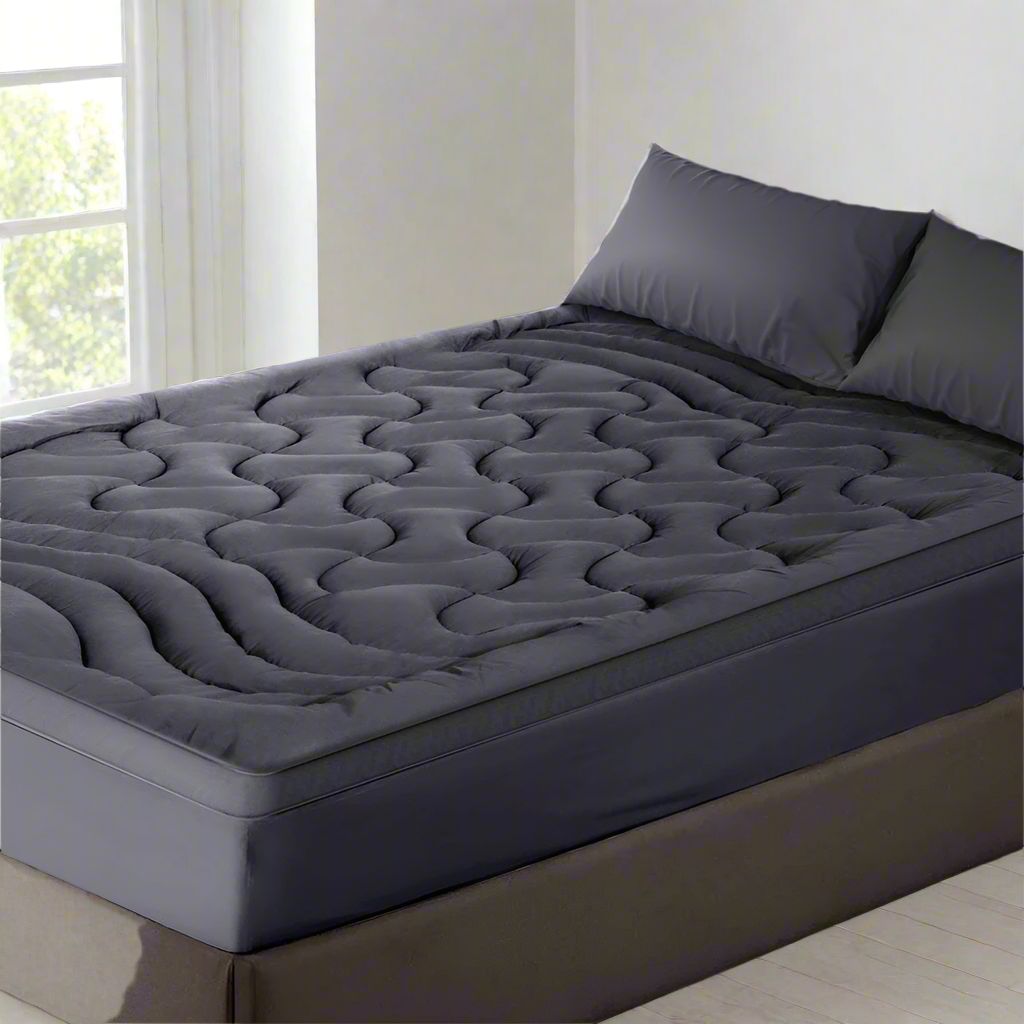 Luxore 1000GSM 3 Zone Wave Charcoal Mattress Topper | Deluxe Plush Soft Breathable Mattress Topper
