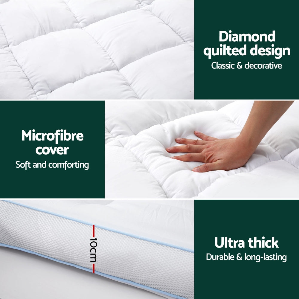 Luxore Ultra Plush 1500GSM Bamboo Mattress Topper | Super Soft 10cm Deep Airmax Bamboo Topper