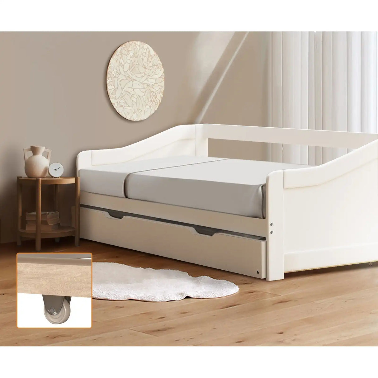 Reggio Kids Trundle Bed | Kids Two in One Daybed Single Size and Single Trundle