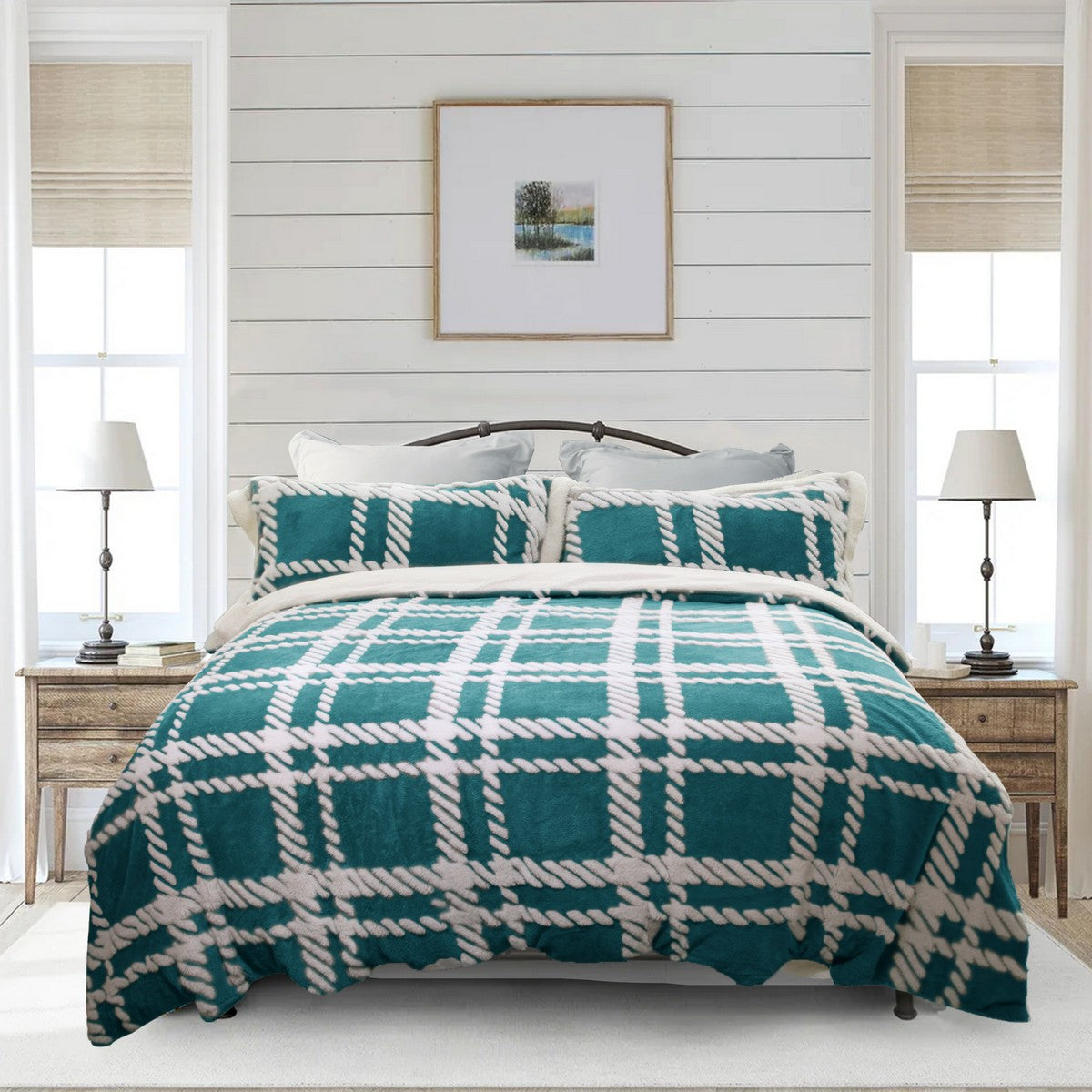 Ramesses 2 in 1 Teddy Fleece Sherpa Blanket Quilt Cover Set | Plush Warm Fleece Comforter Reversible Set