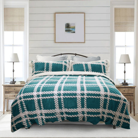 Ramesses 2 in 1 Teddy Fleece Sherpa Blanket Quilt Cover Set | Plush Warm Fleece Comforter Reversible Set