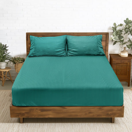 2000TC Pin Stripe Bamboo Cooling Fitted Sheet Combo Set | Hotel Quality Jacquard Bamboo Sheets