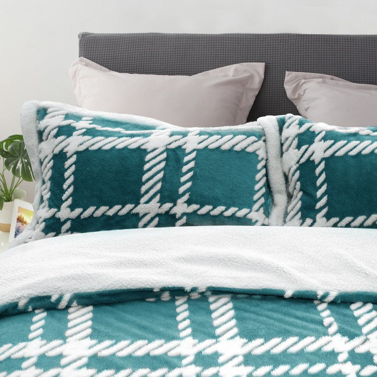 Ramesses 2 in 1 Teddy Fleece Sherpa Blanket Quilt Cover Set | Plush Warm Fleece Comforter Reversible Set