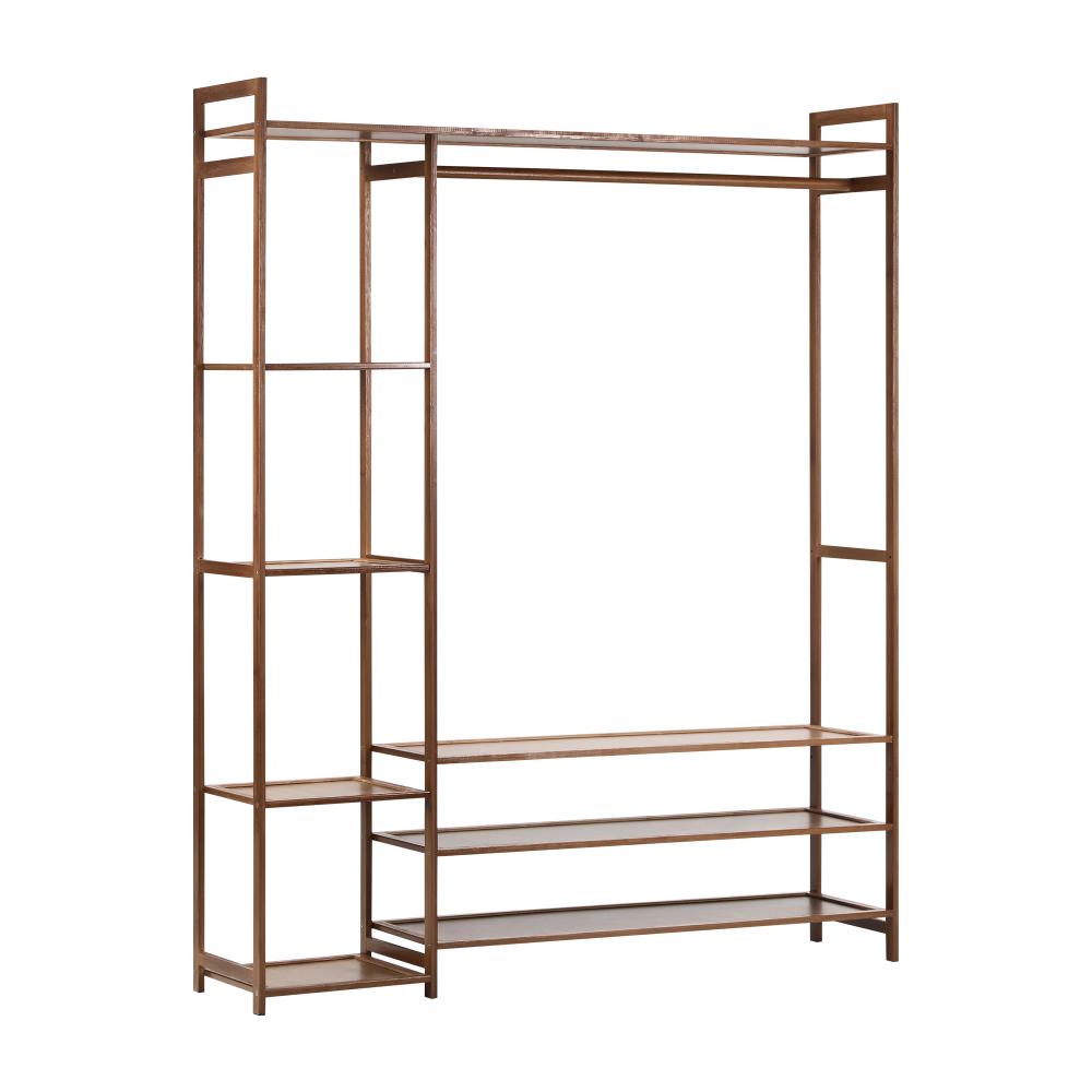 Astano Modern Bamboo Wooden Multi Storage Wardrobe | Clothes Rack Bamboo Storage Cabinet Unit