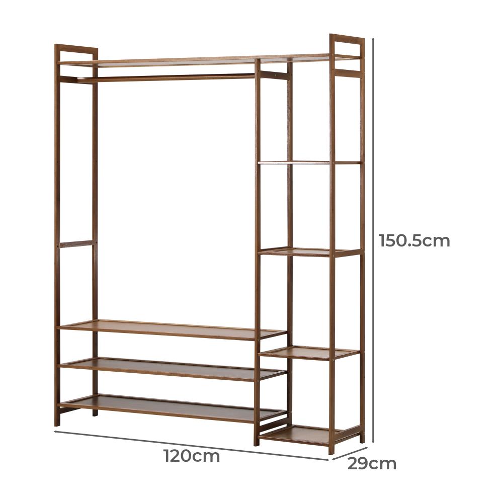 Astano Modern Bamboo Wooden Multi Storage Wardrobe | Clothes Rack Bamboo Storage Cabinet Unit